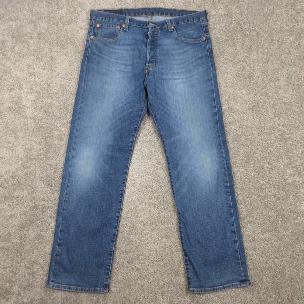 Levis Jeans Mens 34x30 Blue 501 Button Fly Original‎ Straight Faded Denim Pants